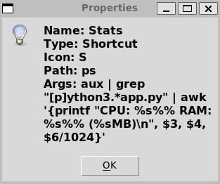 Screenshot of shortcut properties